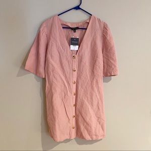Topshop mini pink dress with buttons down front